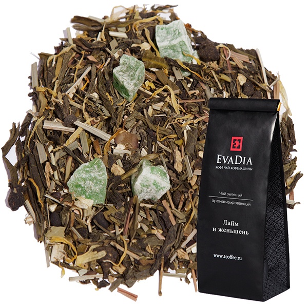 Чай ароматизированный зеленый Лайм и Женьшень 9106